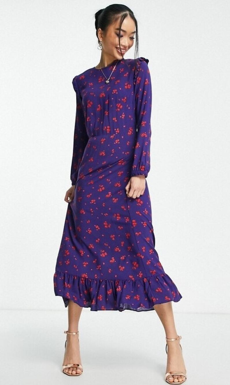 NOBODY'S CHILD Cecile Maxi Dress Size 6 in Vintage Floral Print Purple Red